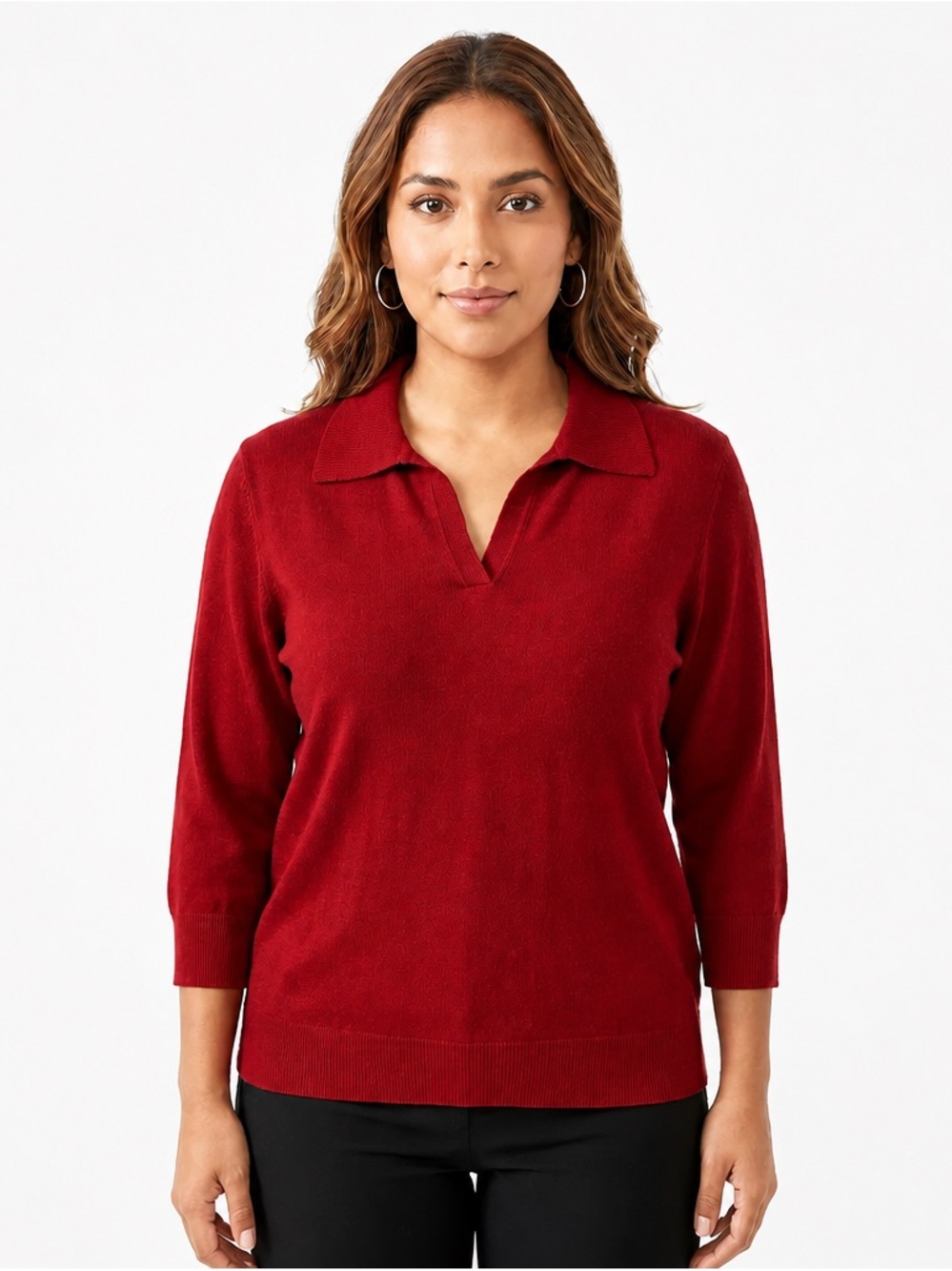 Kathy Ireland Ruby red sweater Three-quarter‎ length sleeves size large